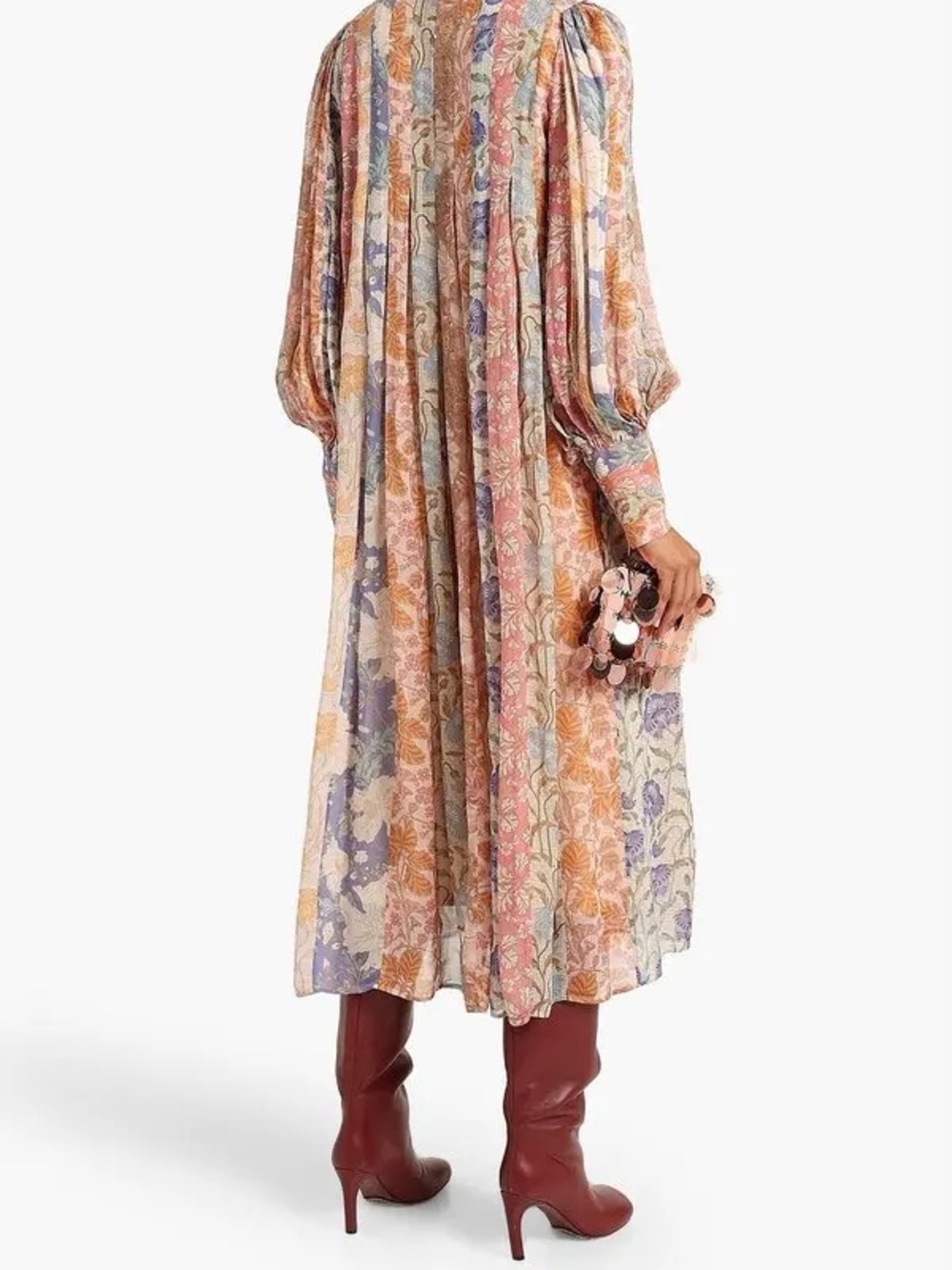 Zimmermann Pastel Floral Midi Dress with Bow Neck - Picture 2 of 8